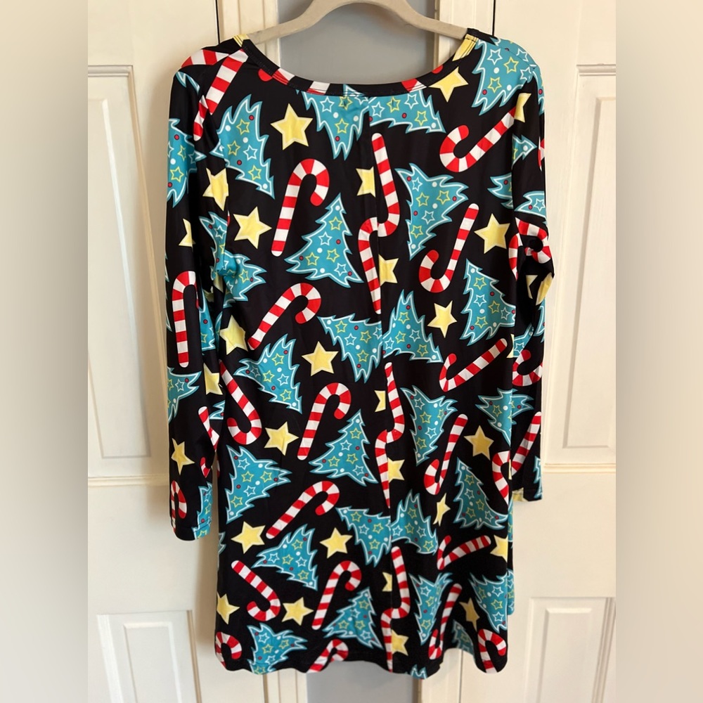 Women’s Large Christmas Holiday Candy Cane Long Sleeve Dress